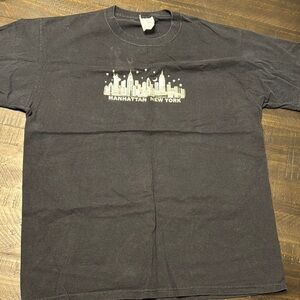 Manhattan New York Short Sleeve Black Cotton Graphic T-Shirt Size Large